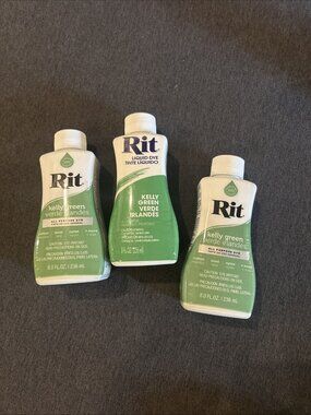 Lot of 3 New Rit All-Purpose Liquid Dye, Kelly Green, 8 fl oz Crafts Tie Dye Fun